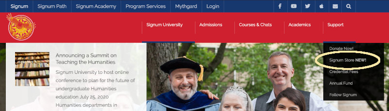 Access the Signum University Store from the Support menu