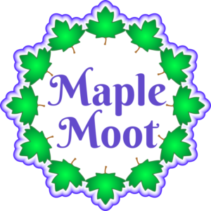 A circle of spring green maple leaves surrounds the words "Maple Moot."