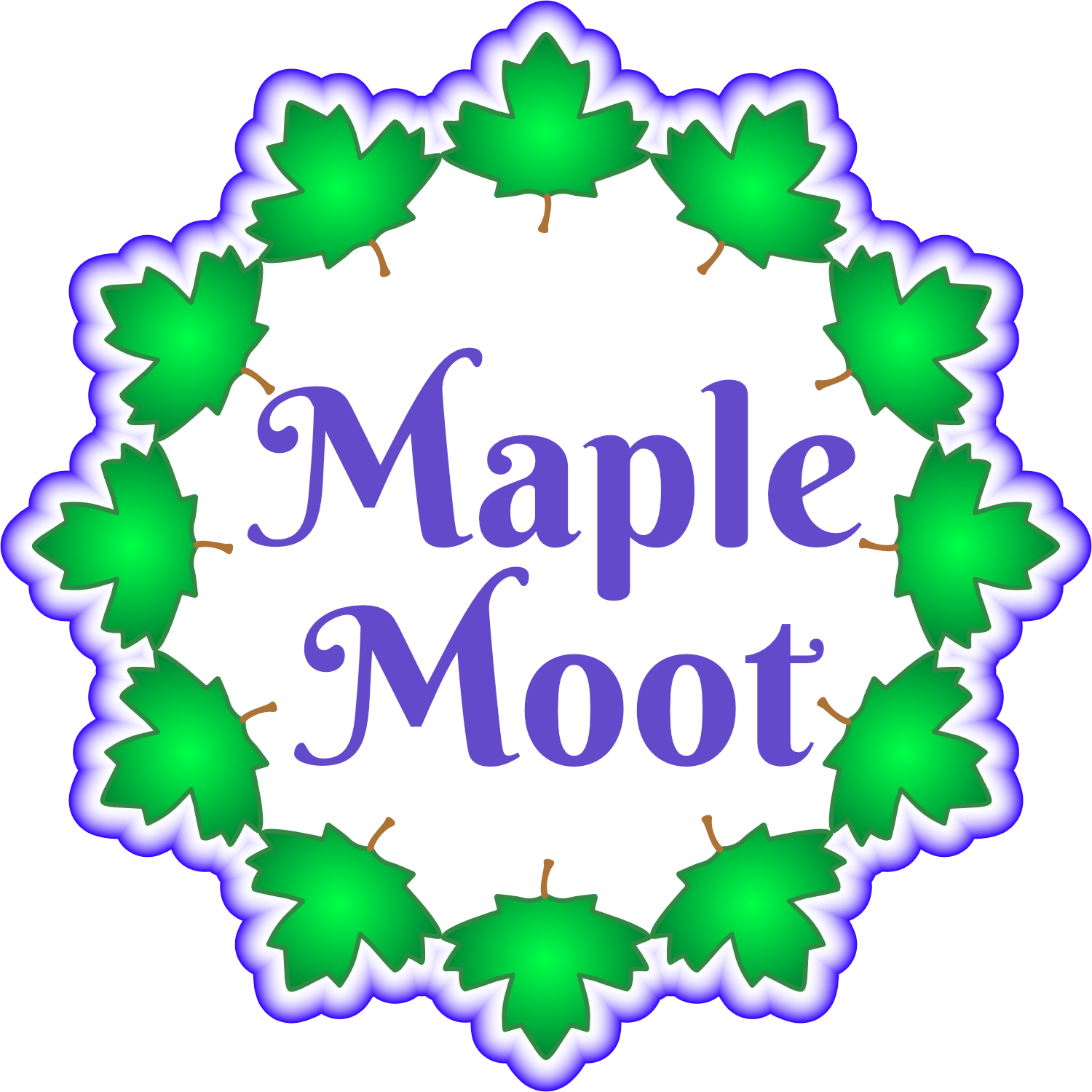 A circle of spring green maple leaves surrounds the words "Maple Moot."